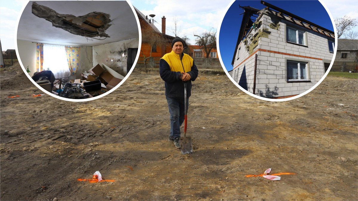 Rozpoczyna się budowa domu w Wyrykach. Wytyczono budynek, przyjechały pierwsze materiały