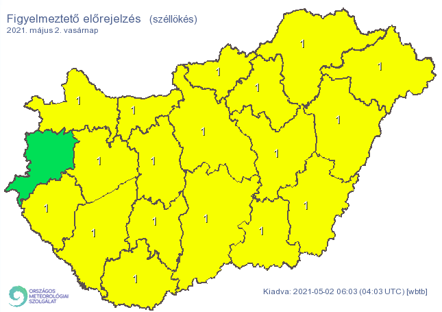 A széllökések miatt majdnem az egész országra riasztást adtak ki / Fotó: met.hu