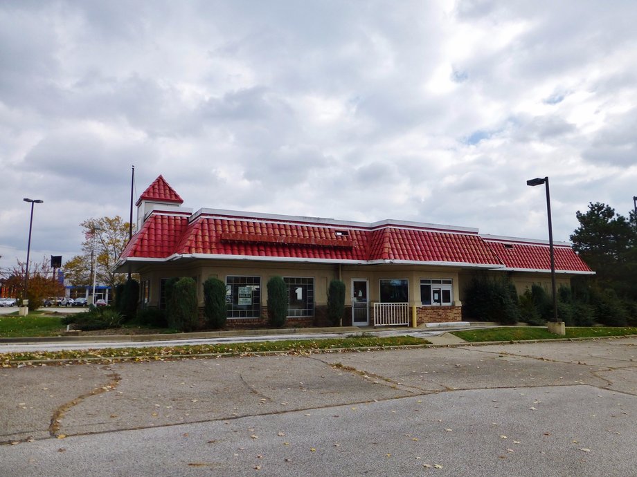 Here's a defunct KFC in Akron, Ohio.