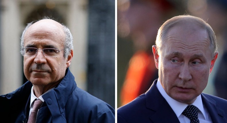 Investor and political activist Bill Browder (left) and Russian President Vladimir Putin (right)