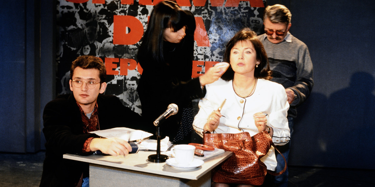 Elzbieta Jaworowicz w czasie krecenia programu "Sprawa dla reportera"