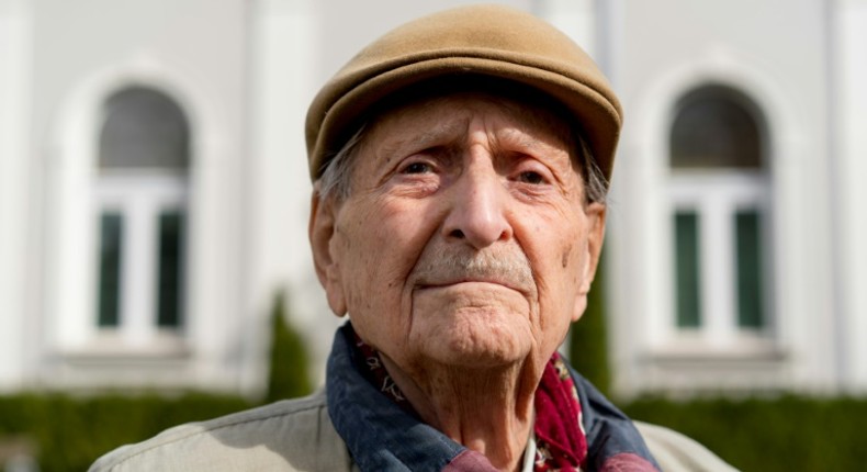 Marko Feingold outside the Israeli Cultural Centre in Salzburg last year