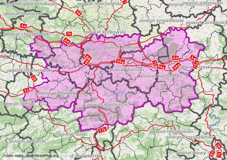 Teren, na którym może powstać brakujący odcinek S7