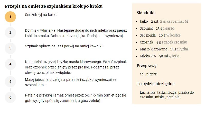 Przepis na omlet ze szpinakiem - FajneGotowanie.pl