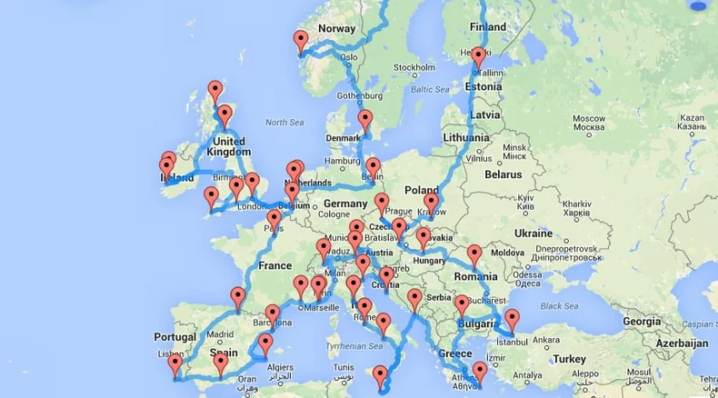 "Savršeno" putovanje kroz Evropu - Kliknite na  sliku za uvećanje (+)