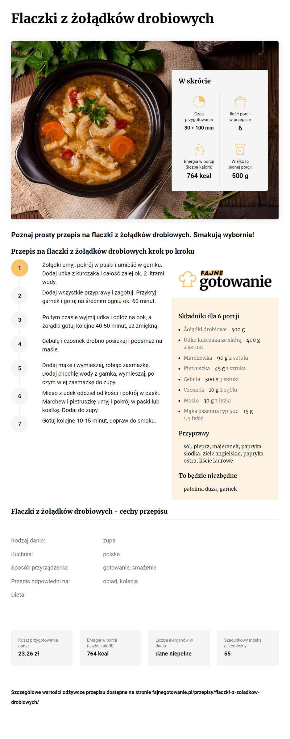 Flaczki z żołądków drobiowych