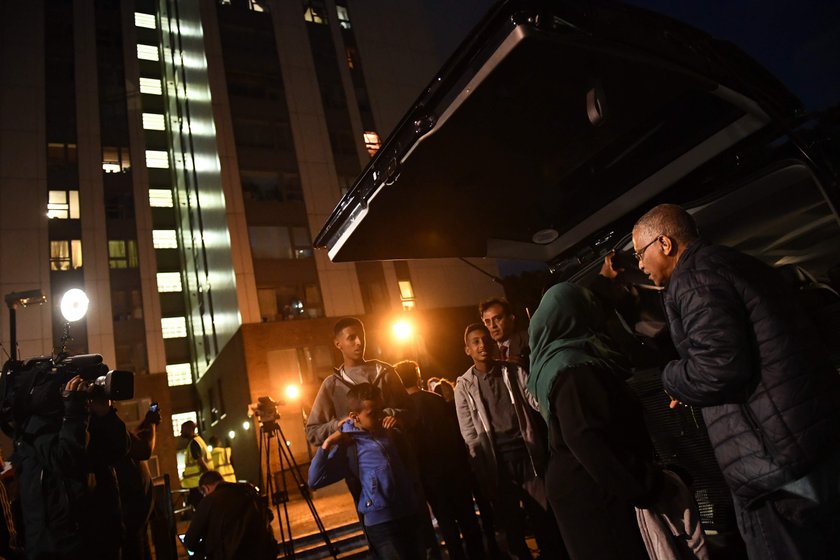 Residents are evacuated from the Taplow Tower residential block as a precautionary measure following