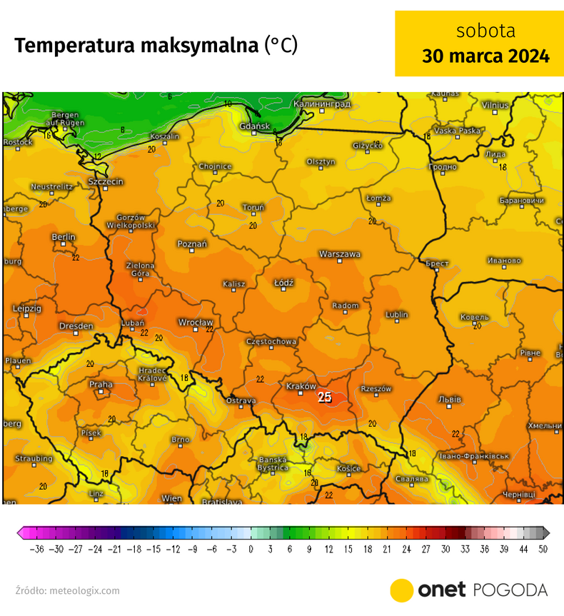 W sobotę w Polsce temperatura może sięgnąć nawet 25 st. C