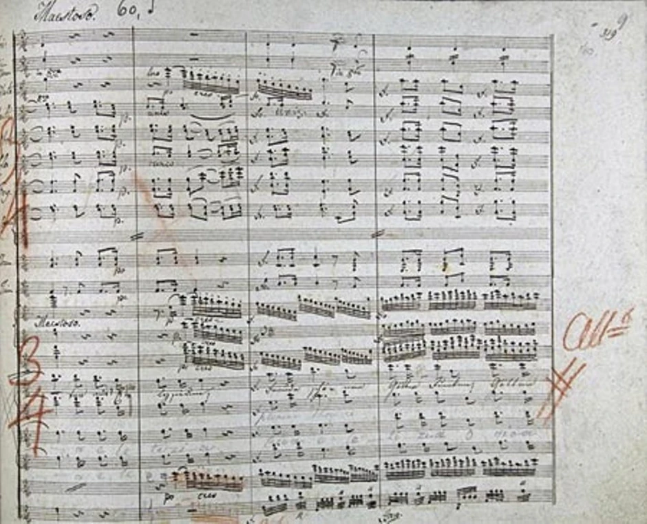 Deo originalne Betovenove partiture za Devetu simfoniju