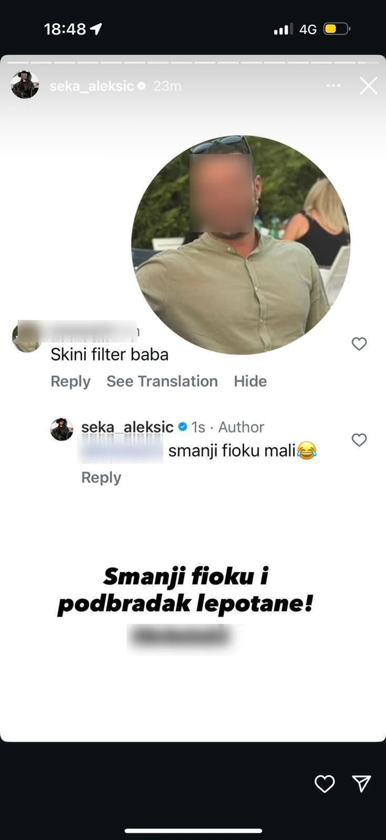 Seka Aleksi' odgovorila na prozivke