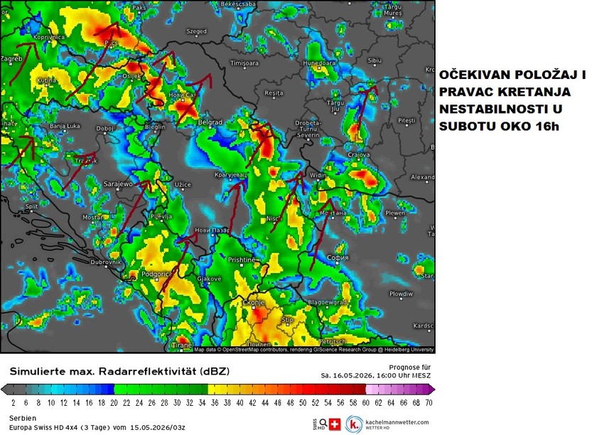 Nestabilnosti u subotu oko 16 sati