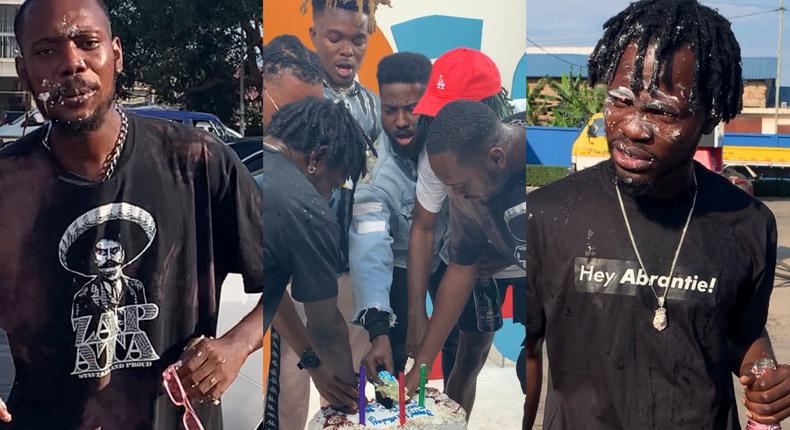 Fameye, Quamina MP and Tulenkey ‘fight’ with birthday cake at WatsUp TV