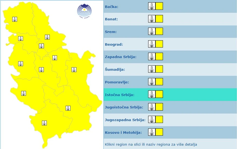 Meteoalarm za četvrtak, 23. april