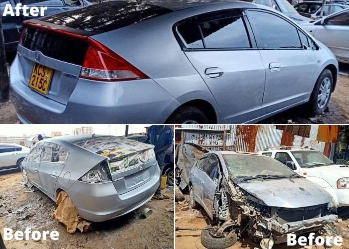 A Honda Insight restored by Wilberforce Wendo.