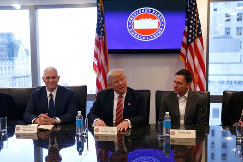 U.S. President-elect Donald Trump sits with business and technology leaders at Trump Tower in New Yo