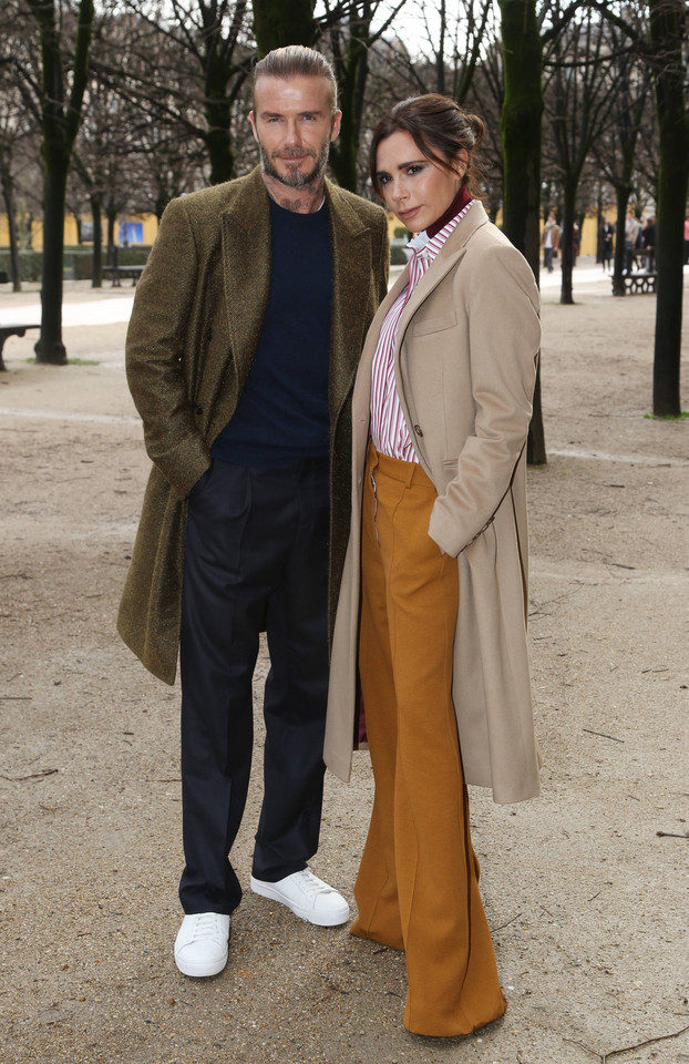 Victoria Beckham i David Beckham na pokazie Louis Vuitton