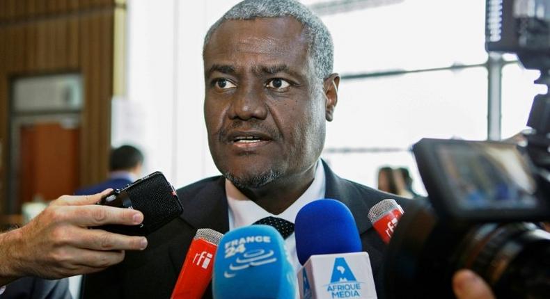 AU Commisioner Moussa Faki, pictured on January 31, 2017 in Addis Ababa, criticised member states for a lack of solidarity to combat famine and drought, with the situation set to worsen as the rainy season ends