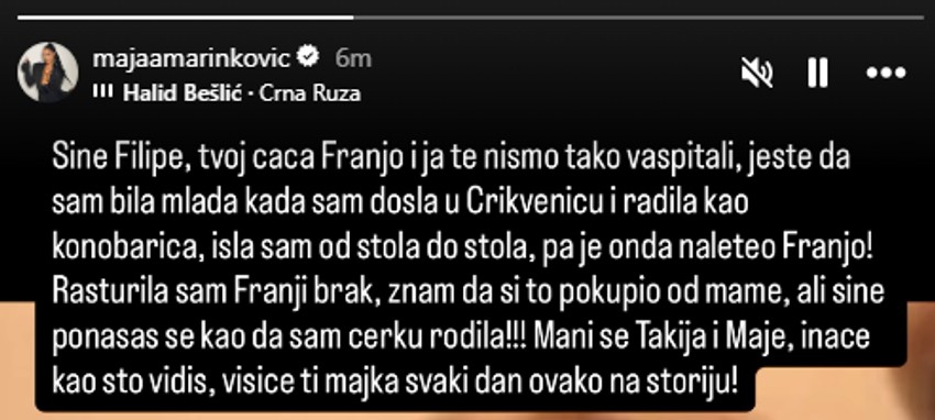 Maja Marinković odgovorila Caru, pa uputila optužbe na račun njegove majke