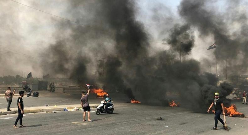 Protests erupt in Baghdad for a second straight day prompting security forces to fire live rounds in the air despite calls for restraint from President Barham Saleh