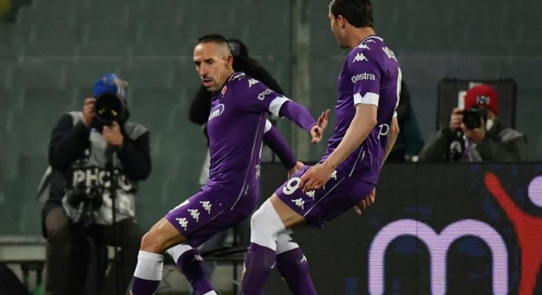 Franck Ribery's (L) Fiorentina are five points above the relegation zone.