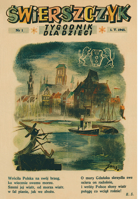 Pierwsza okładka "Świerszczyka", 1945 r.