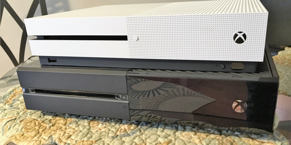 The Xbox One S (above) with the original Xbox One (below)