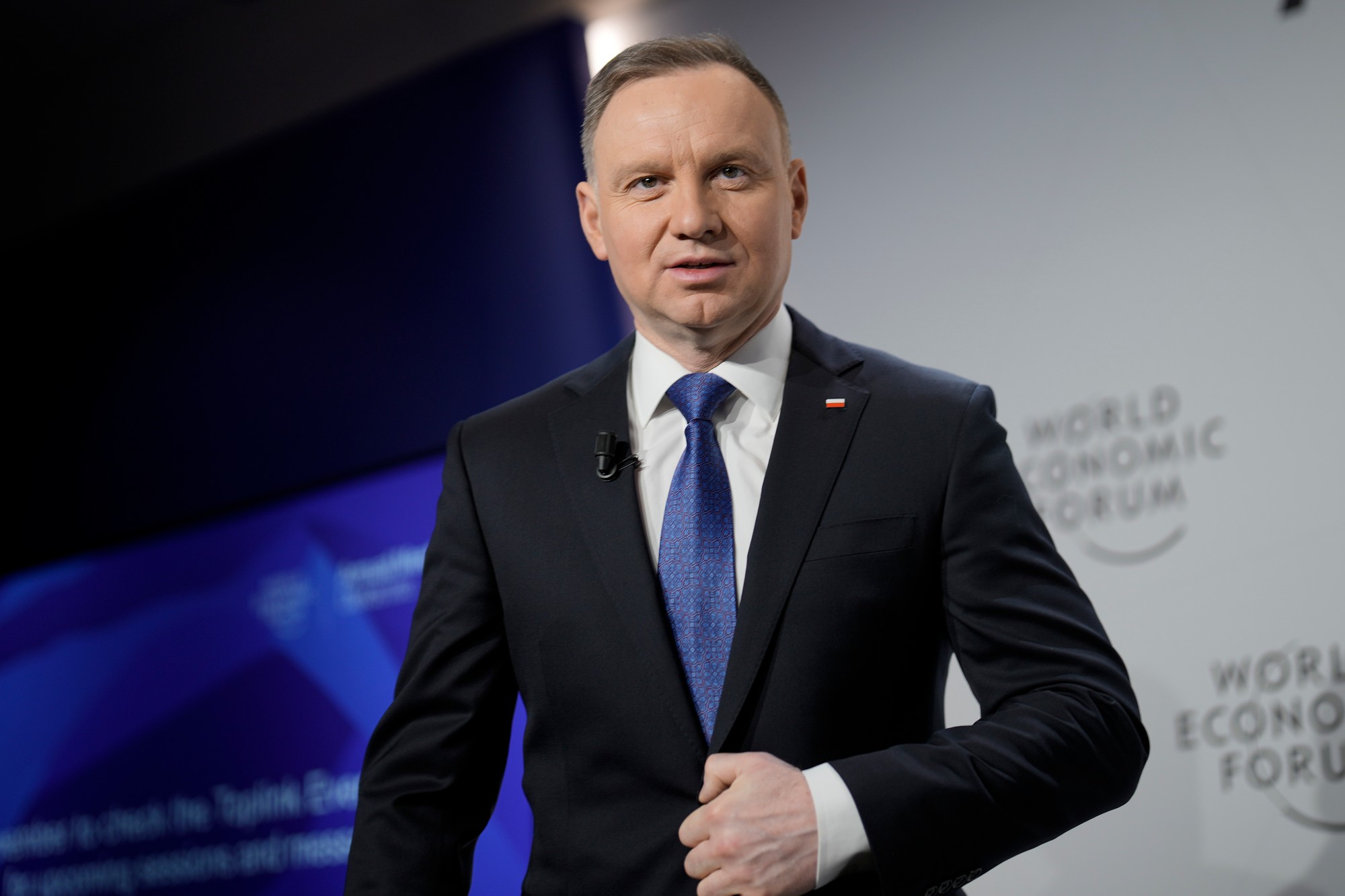 Poľský prezident Andrzej Duda prichádza na zasadnutie Svetového ekonomického fóra (WEF) vo švajčiarskom Davose.