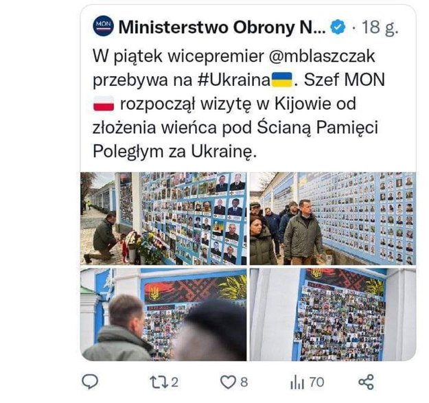 Screen wpisu, który MON już skasowało