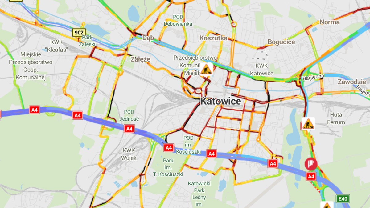 Katowice. Miasto utknęło w korku. Powodem remont na głównej trasie w mieście