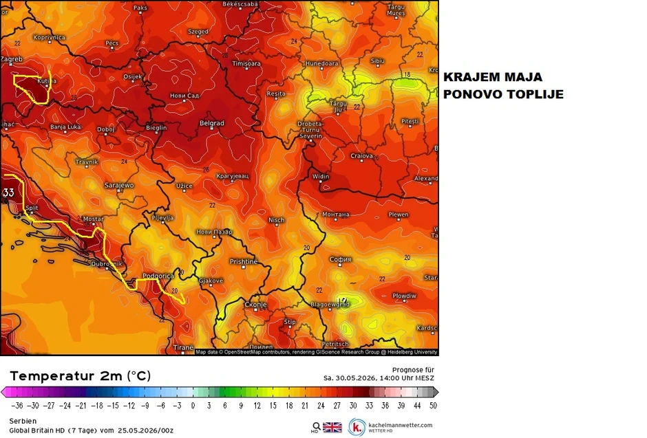 Krajem maja toplije vreme