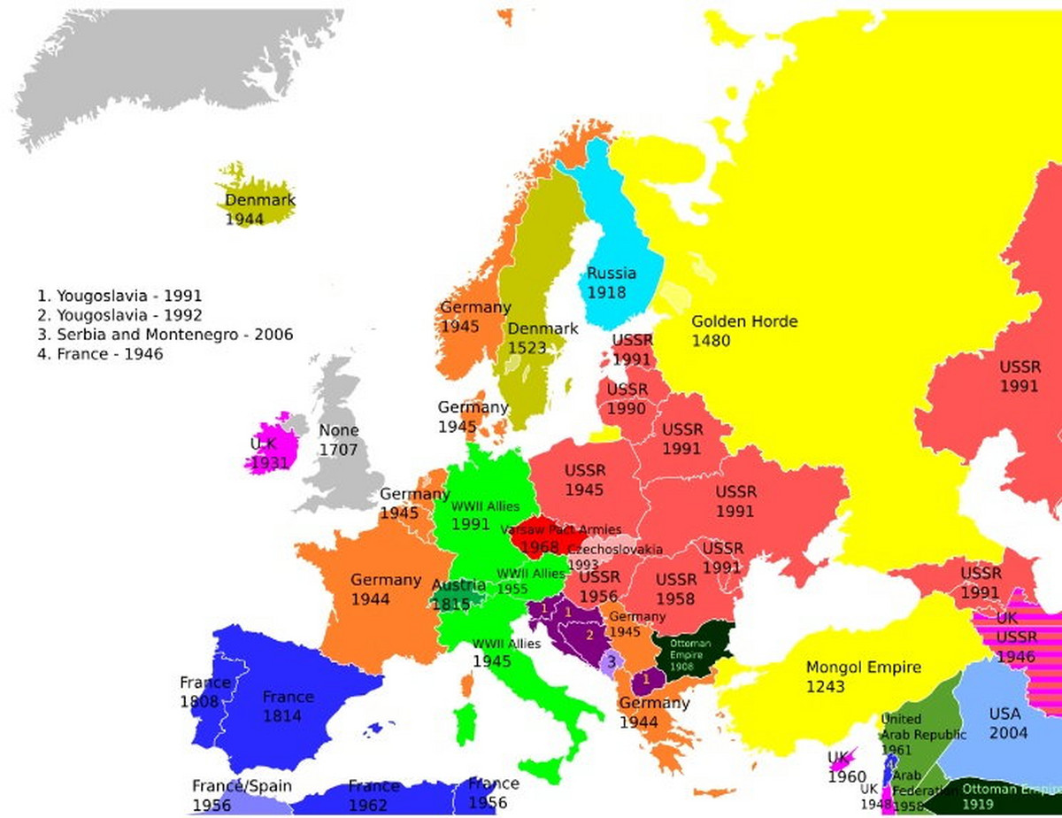 Mapa Koja Pokazuje Kad Su Evropske Zemlje Poslednji Put Okupirane I Gde Je Tu Srbija