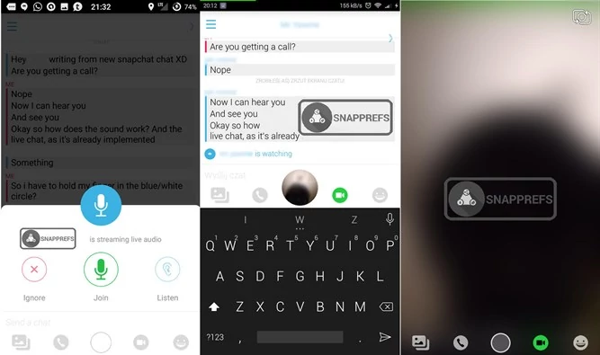Wideo rozmowy i połączenia audio w Snapchacie