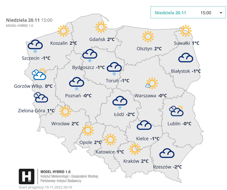 Prognoza pogody dla Polski - 20.11.2022 r.