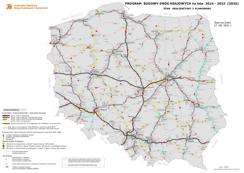 Mapa dróg krajowych 17082021