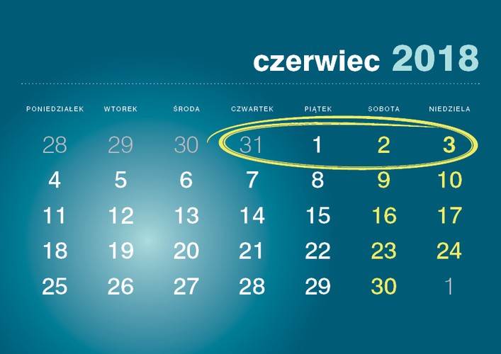 Biorąc wolny pierwszy dzień czerwca po Bożym Ciele zyskujemy cztery dni odpoczynku