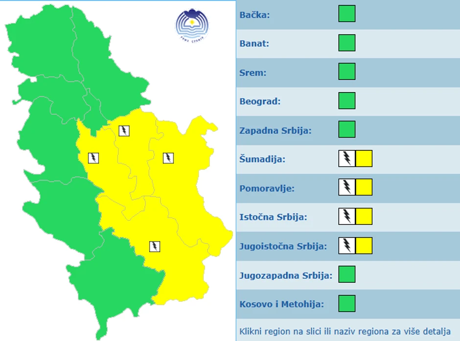 Meteoalarm za petak, 22. maj