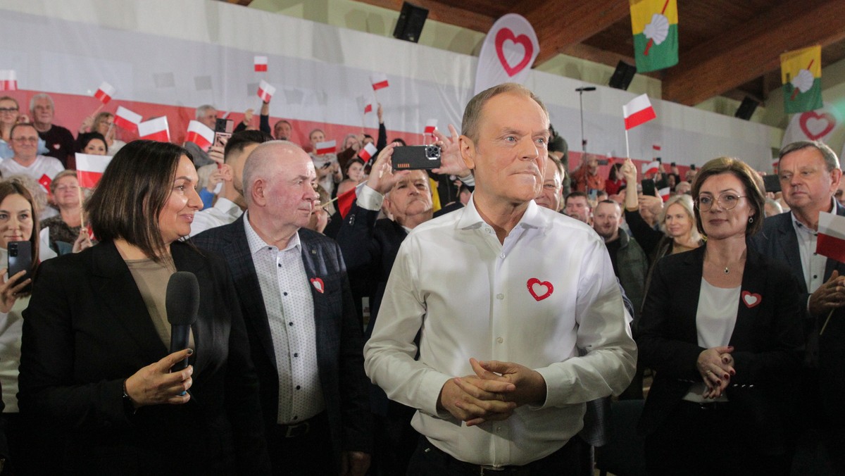 Premier Donald Tusk na spotkaniu z wyborcami w Morągu