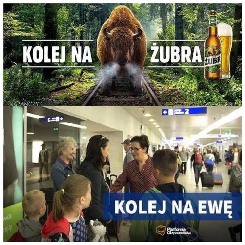 Memy o akcji #KolejNaEwę