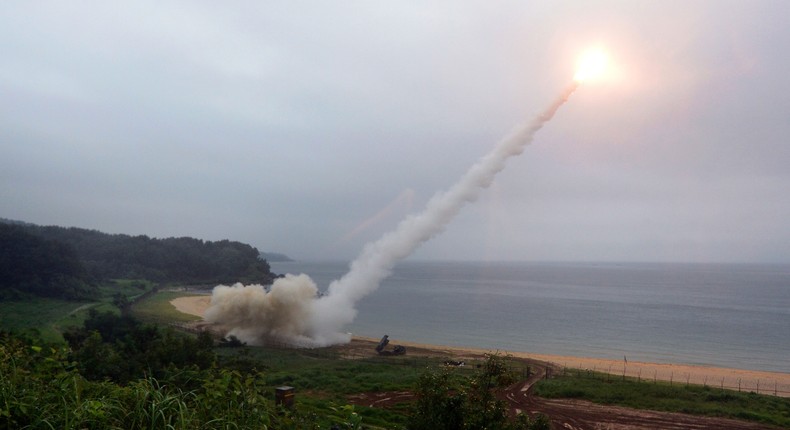 The firing of a US Army Tactical Missile System (ATACMS) during a joint exercise.South Korean Defense Ministry via Getty Images