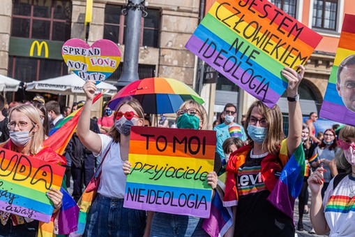 Demonstracja w obronie LGBT po ataku prezydenta Andrzeja Dudy na to środowisko, Wrocław, 18 czerwca 2020 r.