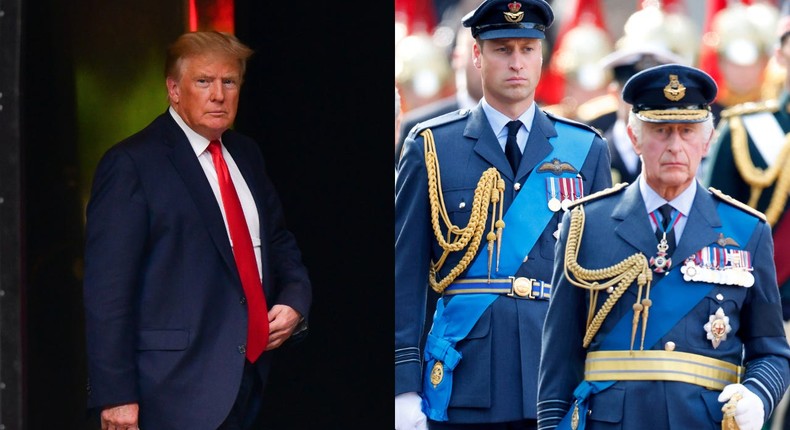 Donald Trump (left), Prince William and King Charles (right).GC Images/Getty Images