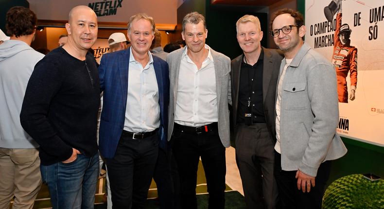 Netflix executives with co-CEO Greg Peters in the center. David Becker/Getty