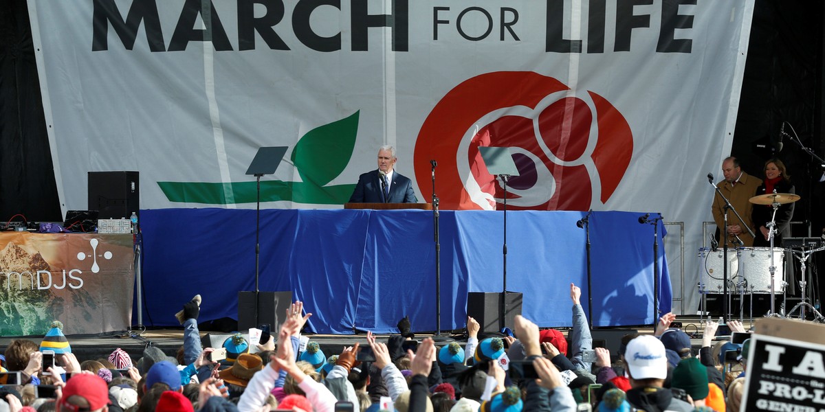 Mike Pence addresses annual antiabortion rally: 'Life is winning again in America'