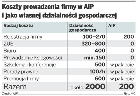 Koszty prowadzenia firmy w AIP i jako własnej działalności gospodarczej