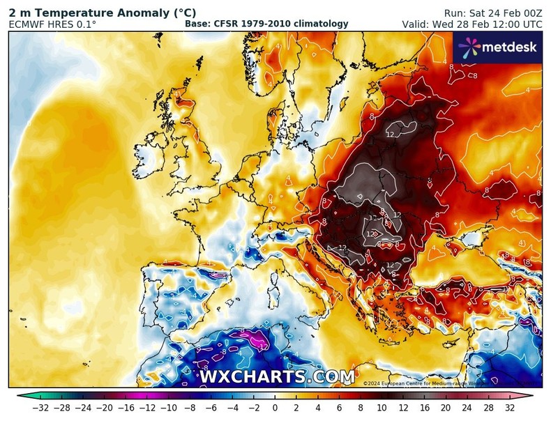 Końcówka lutego przyniesie temperatury nawet o 12 st. C wyższe od normy