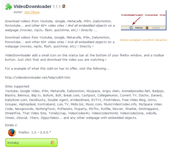 Wtyczka VideoDownloader