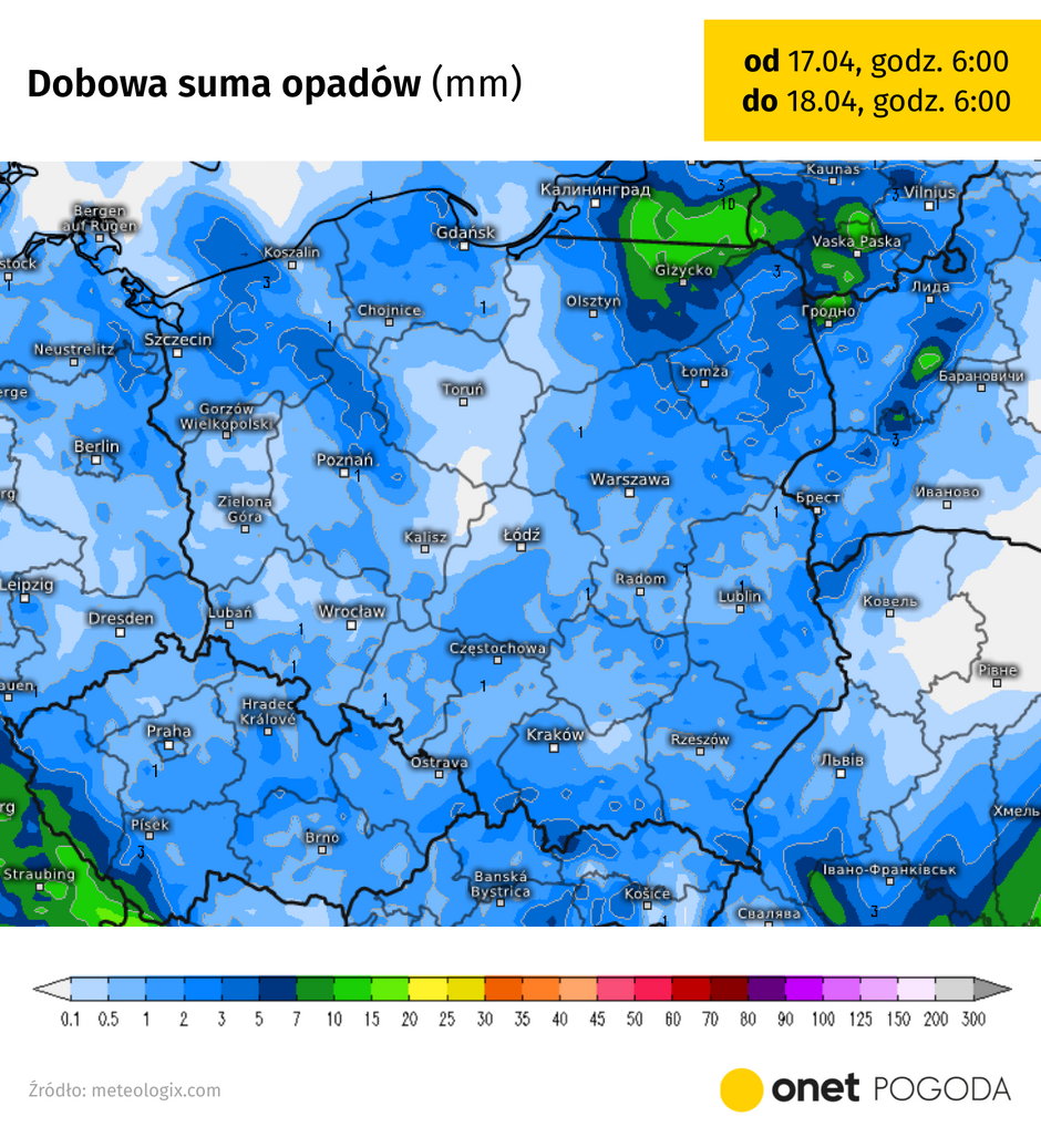 Opady najbliższej doby wystąpią w całej Polsce, ale nie powinny być zbyt mocne
