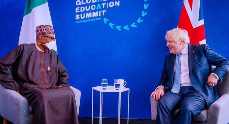 President Muhammadu Buhari and UK Prime minister, Boris Johnson .