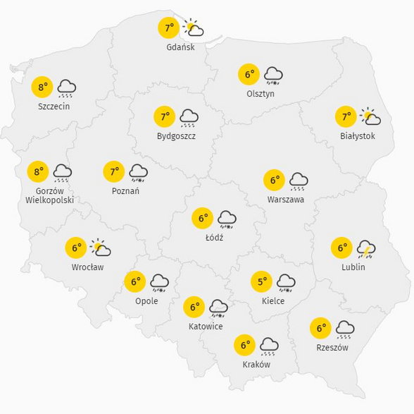 Temperatura powietrza w Polsce - 7.04.2021