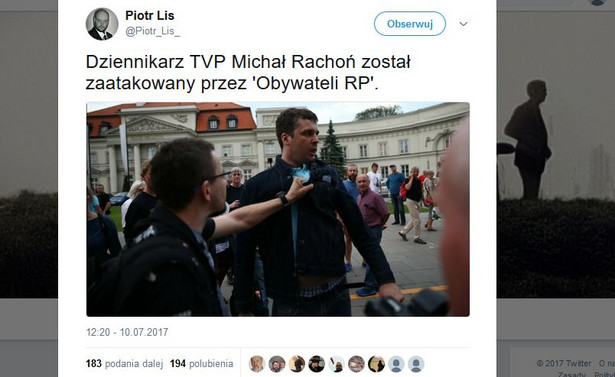 Michał Rachoń z TVP zaatakowany na miesięcznicy smoleńskiej